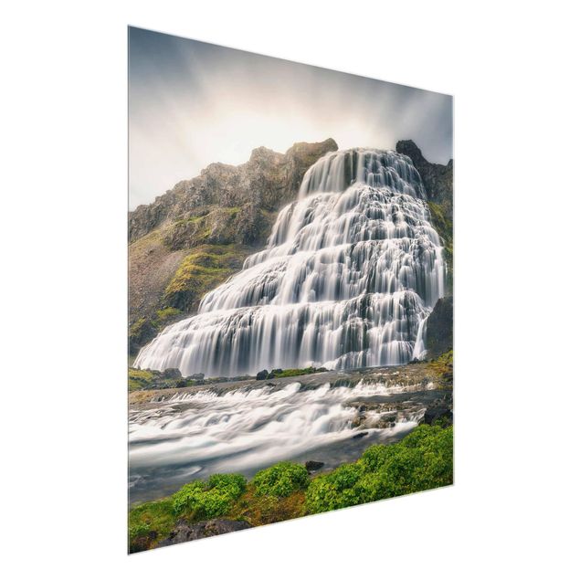 Glasbild - Dynjandi Wasserfall - Quadrat 1:1