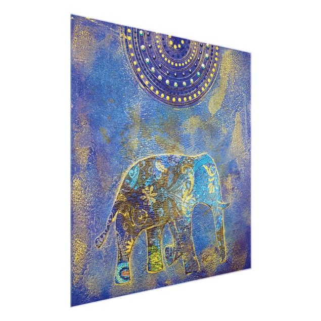 Glasbild - Elephant in Marrakech - Quadrat 1:1