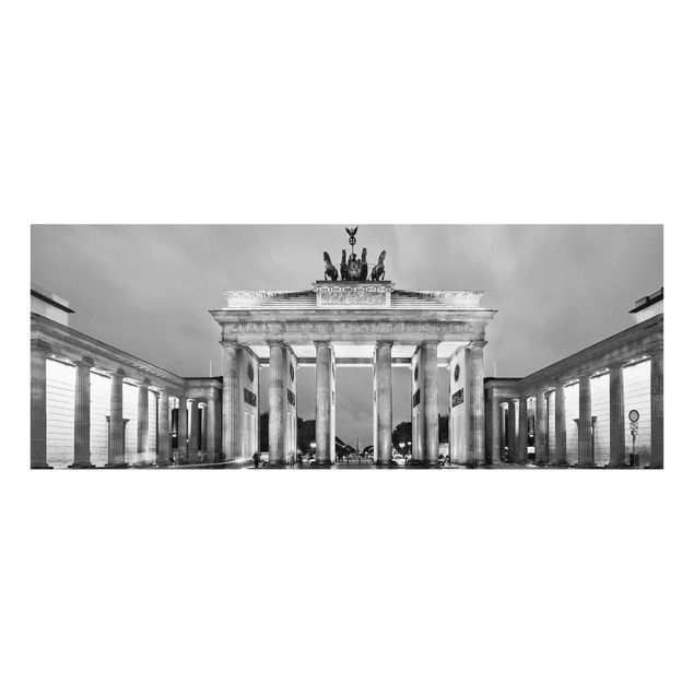 Glasbild - Erleuchtetes Brandenburger Tor II - Panorama Quer