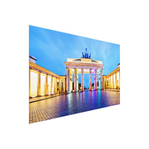 Glasbild Berlin - Erleuchtetes Brandenburger Tor - Quer 3:2