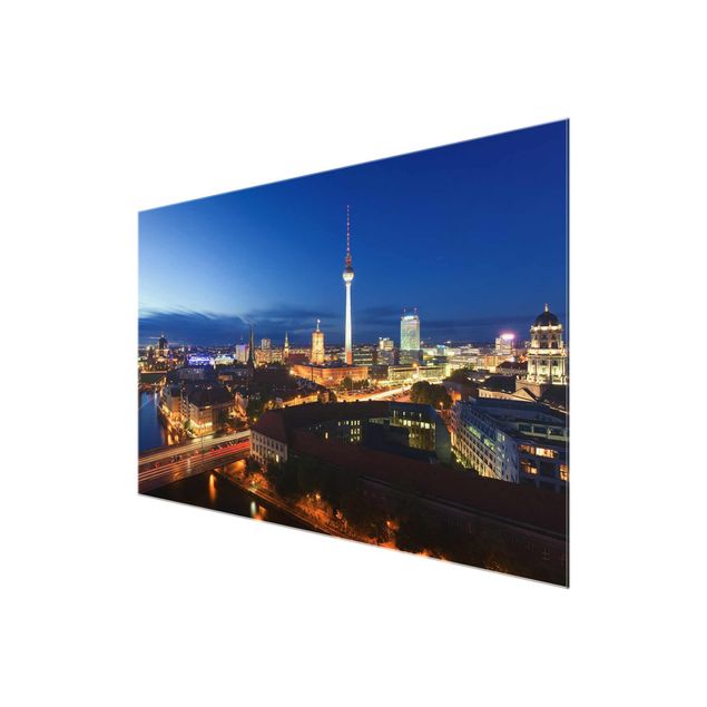 Glasbild Berlin - Fernsehturm bei Nacht - Quer 3:2