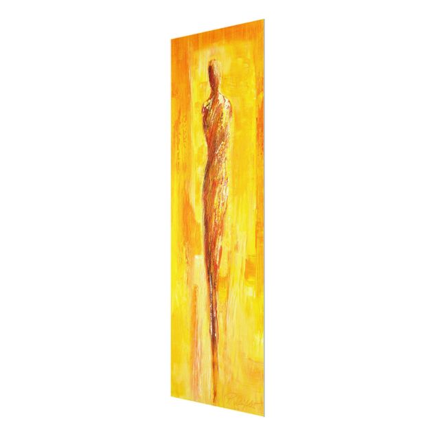 Glasbild - Figur in Gelb - Panel