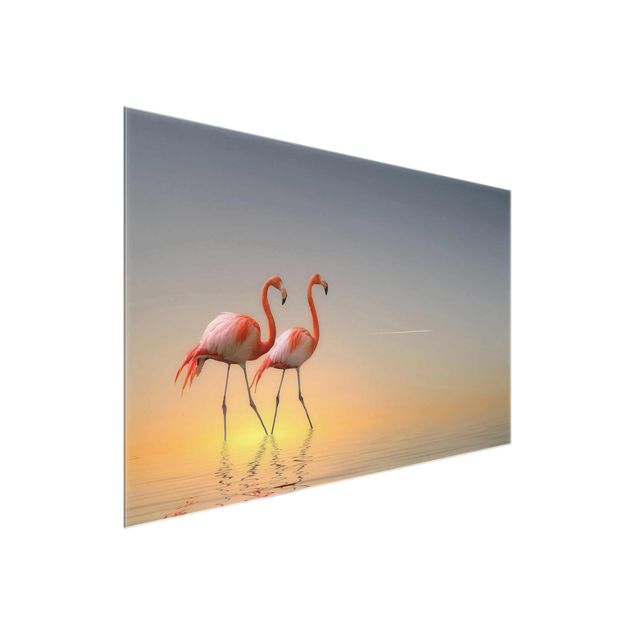 Glasbild - Flamingo Love - Quer 3:2