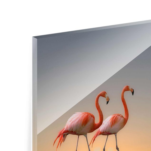Glasbild - Flamingo Love - Quer 3:2