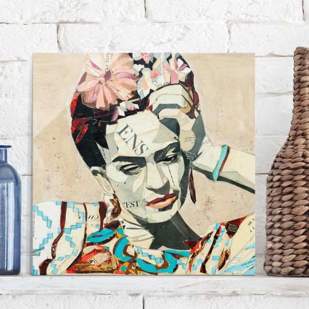 Glas Magnetboard Frida Kahlo - Collage No.1