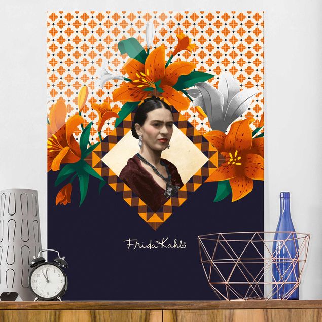 Glas Magnettafel Frida Kahlo - Lilien