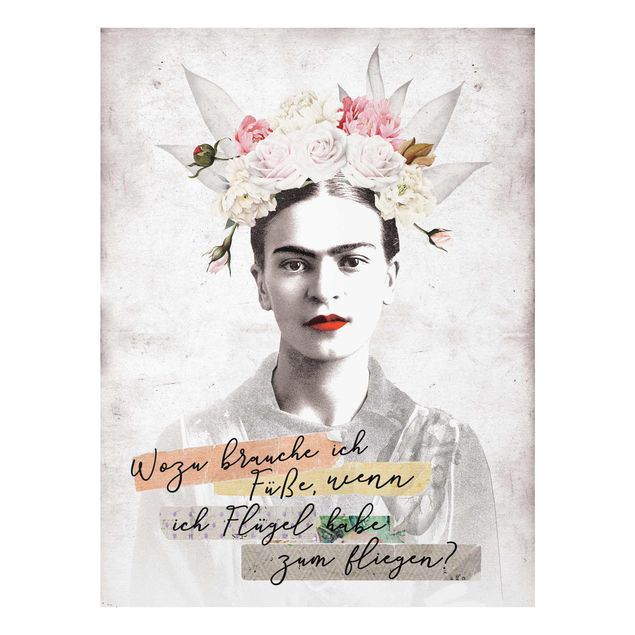 Glasbild - Frida Kahlo - Zitat - Hochformat 3:4