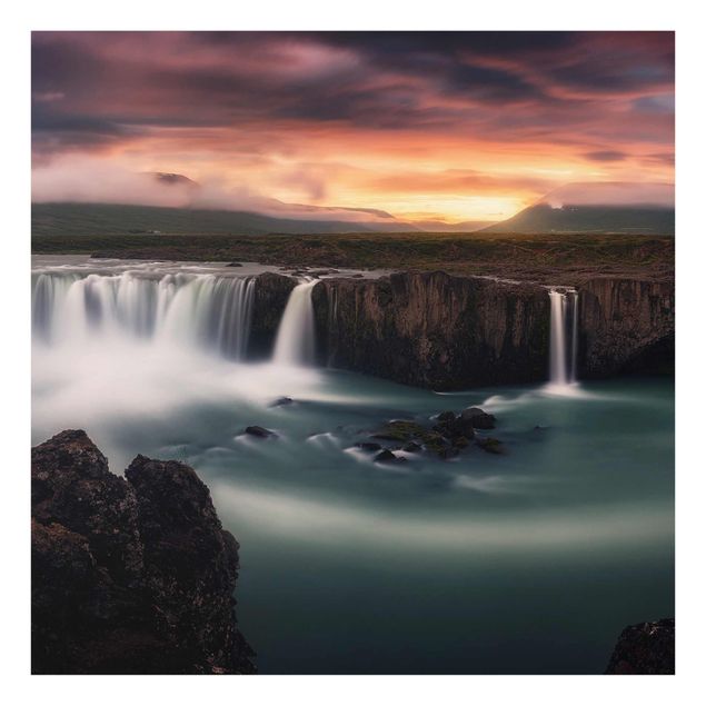 Glasbild - Goðafoss Wasserfall in Island - Quadrat 1:1