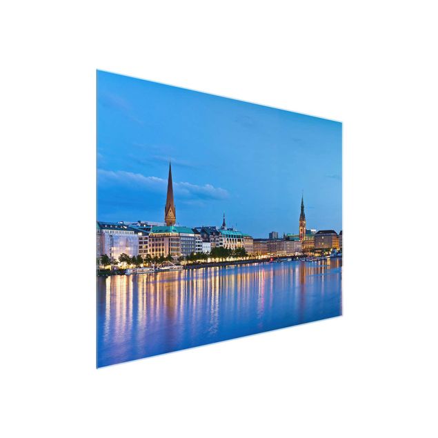 Glasbild - Hamburg Skyline - Quer 4:3