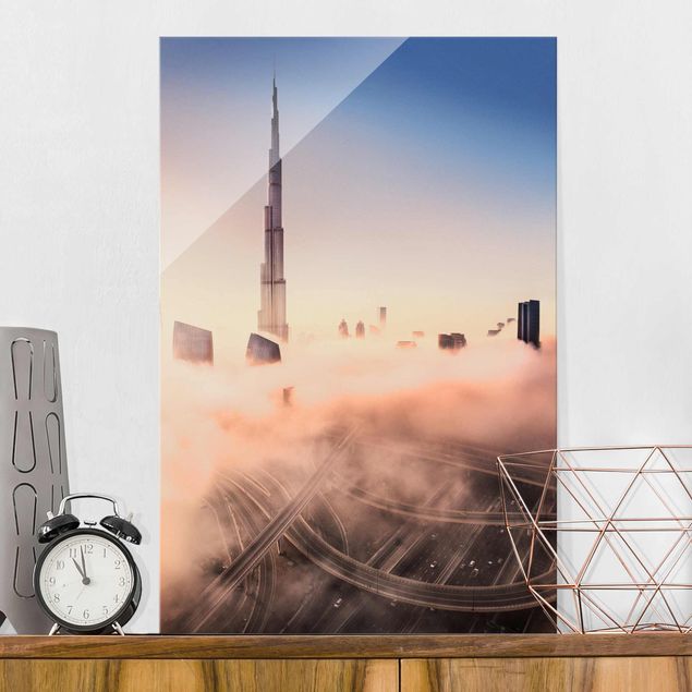 Glas Magnetboard Himmlische Skyline von Dubai