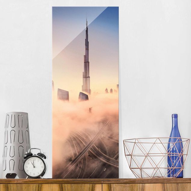 Glas Magnettafel Himmlische Skyline von Dubai
