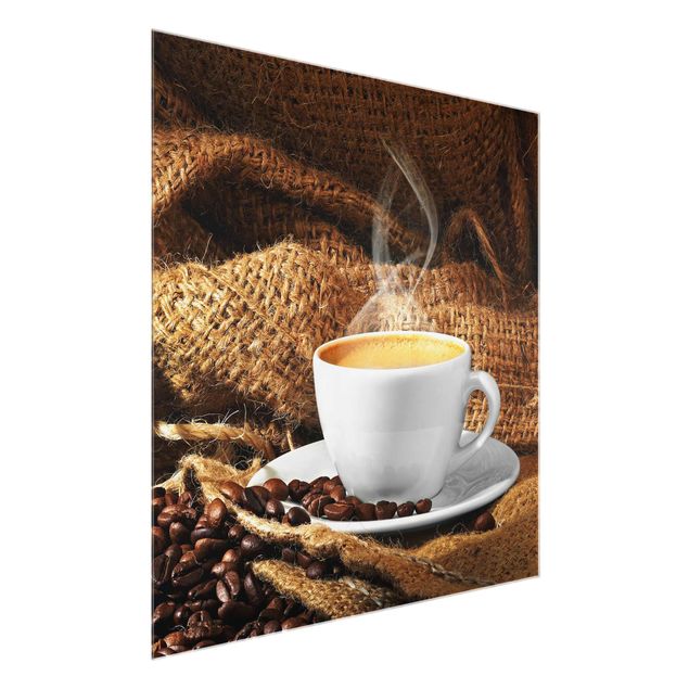 Glasbild - Kaffee am Morgen - Quadrat 1:1