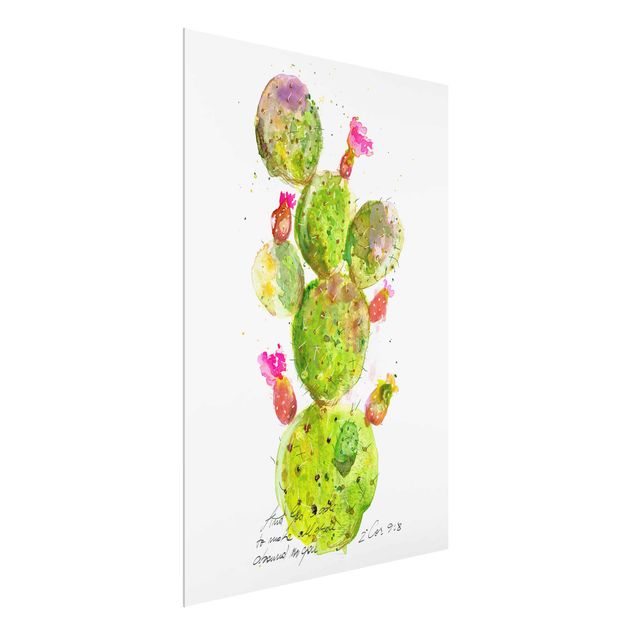 Glasbild - Kaktus mit Bibellvers III - Hochformat 4:3