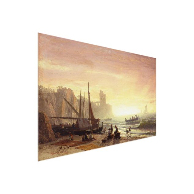 Glasbild - Kunstdruck Albert Bierstadt - Fischereiflotte - Quer 3:2