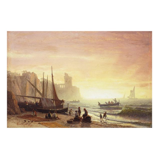 Glasbild - Kunstdruck Albert Bierstadt - Fischereiflotte - Quer 3:2