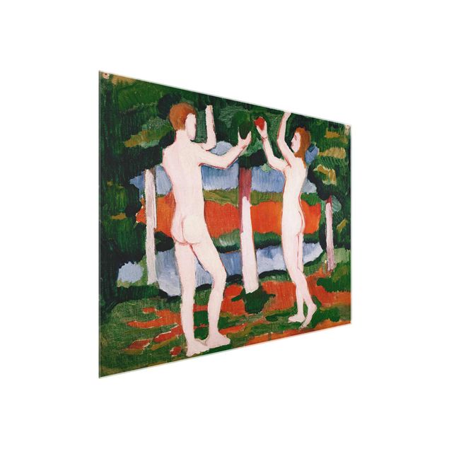 Glasbild - Kunstdruck August Macke - Adam und Eva - Quer 4:3