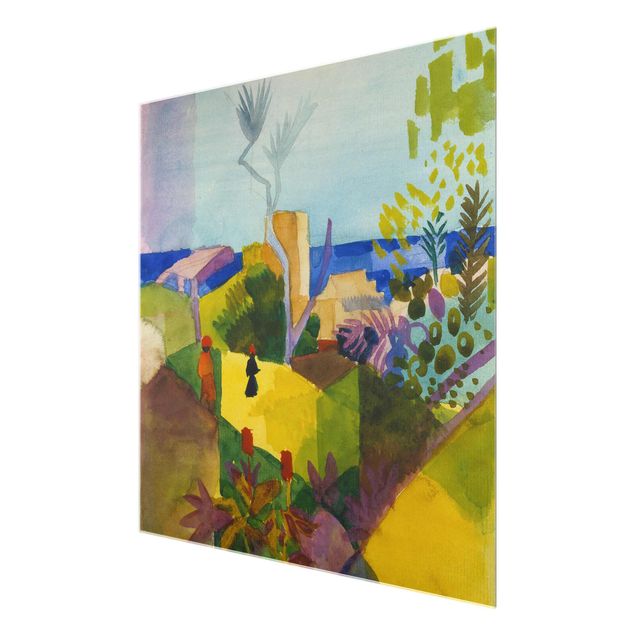 Glasbild - Kunstdruck August Macke - Landschaft am Meer - Quadrat 1:1