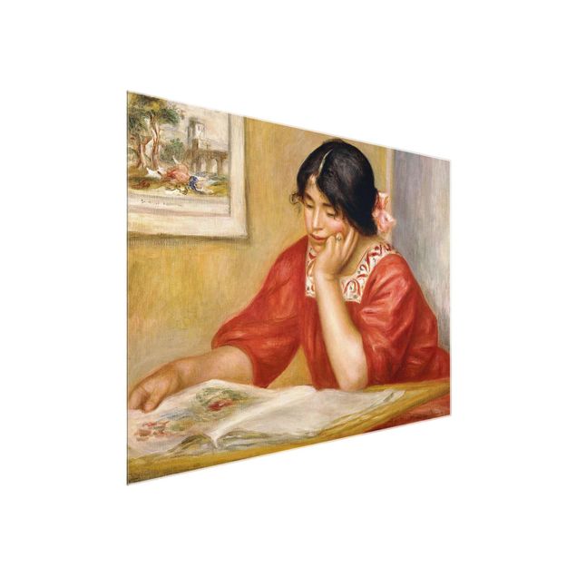 Glasbild - Kunstdruck Auguste Renoir - Leontine beim Lesen - Impressionismus Quer 4:3