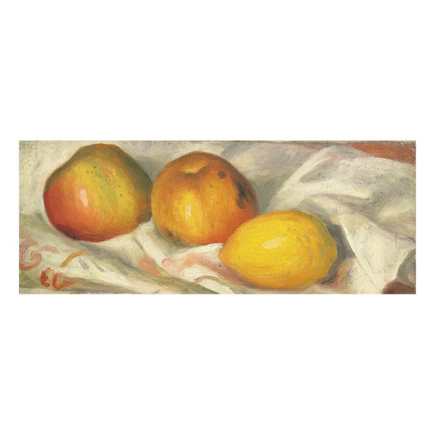 Glasbild - Kunstdruck Auguste Renoir - Zwei Äpfel und eine Zitrone - Impressionismus Panorama Quer