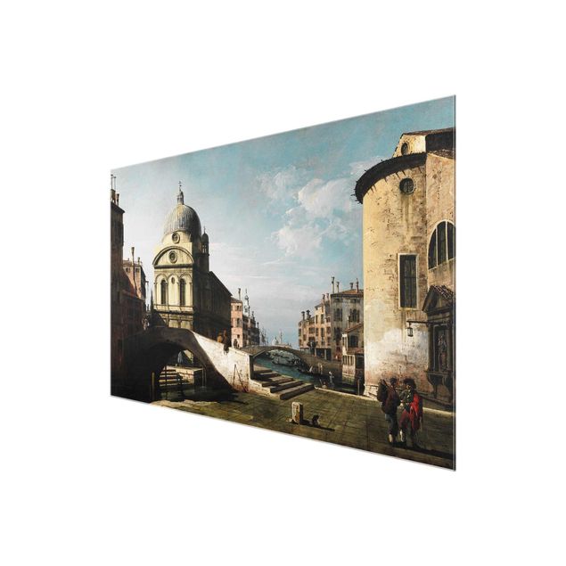 Glasbild - Kunstdruck Bernardo Bellotto - Venezianisches Capriccio mit Ansicht von Santa Maria dei Miracoli - Quer 3:2