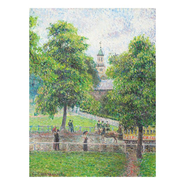 Glasbild - Kunstdruck Camille Pissarro - Saint Anne's Church, Kew, London - Impressionismus Hoch 3:4