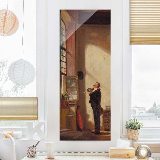 Glasbild - Kunstdruck Carl Spitzweg - Der Schreiber - Panorama Hoch