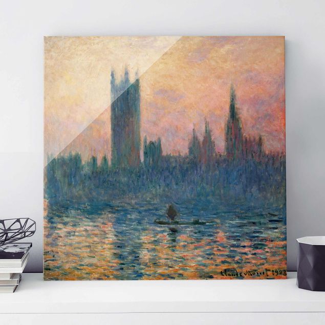 Glas Magnettafel Claude Monet - London Sonnenuntergang