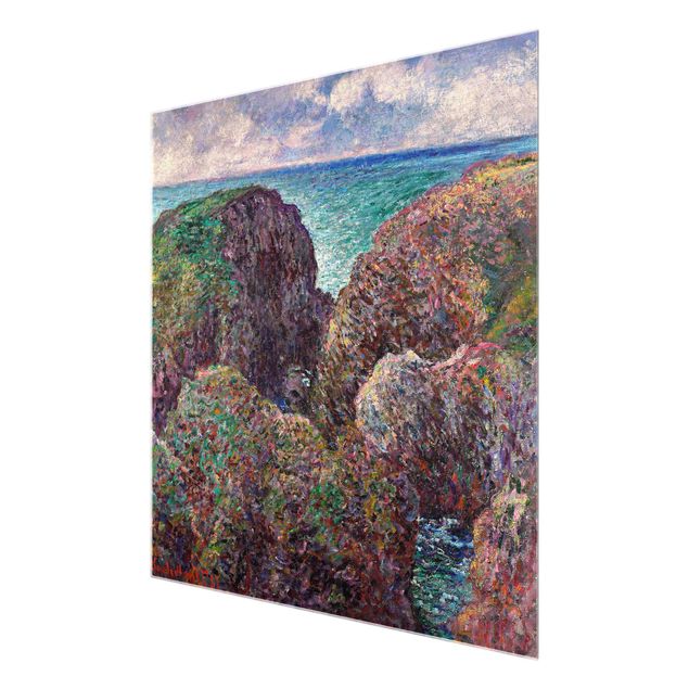 Glasbild - Kunstdruck Claude Monet - Felsengruppe bei Port-Goulphar - Impressionismus Quadrat 1:1
