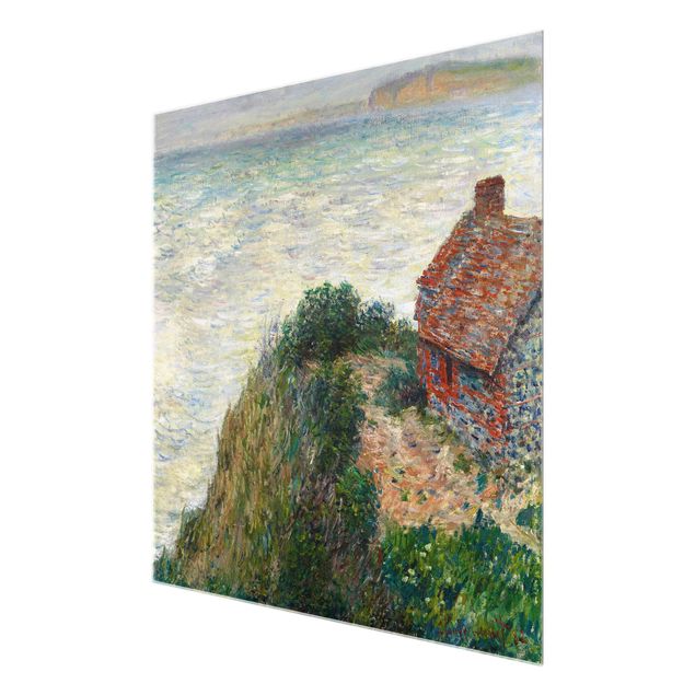 Glasbild - Kunstdruck Claude Monet - Fischerhaus in Petit Ailly - Impressionismus Quadrat 1:1