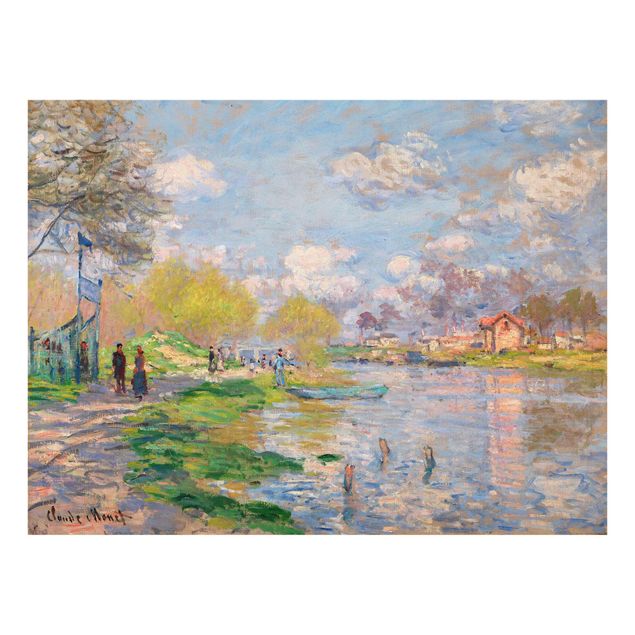 Glasbild - Kunstdruck Claude Monet - Frühling an der Seine - Impressionismus Quer 4:3