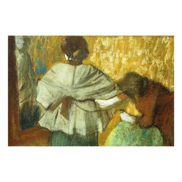Glasbild - Kunstdruck Edgar Degas - Bei der Modistin - Impressionismus Quer 3:2