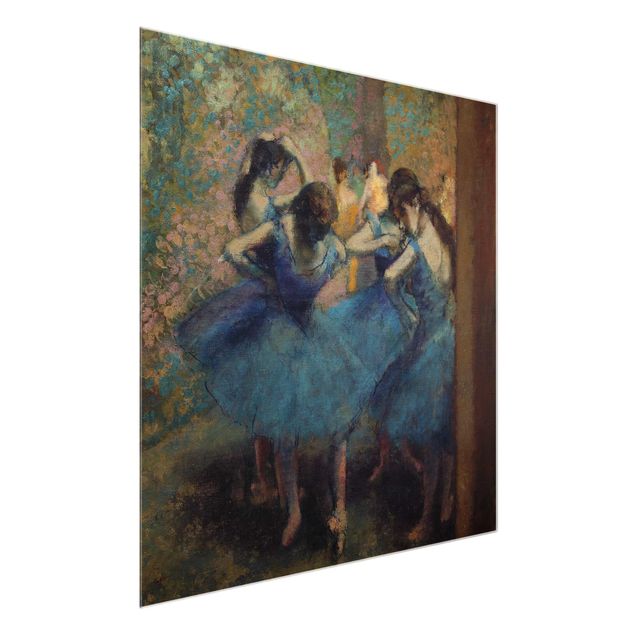 Glasbild - Kunstdruck Edgar Degas - Die blauen Tänzerinnen - Impressionismus Quadrat 1:1