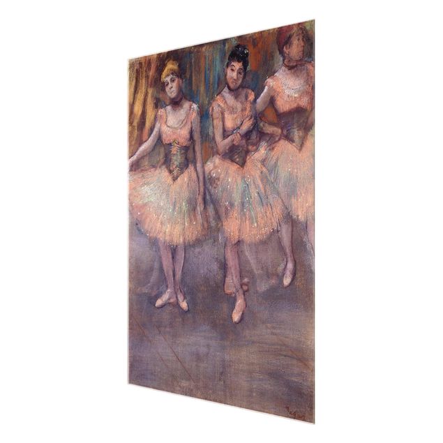 Glasbild - Kunstdruck Edgar Degas - Drei Tänzerinnen vor dem Exercice - Impressionismus Hoch 3:4