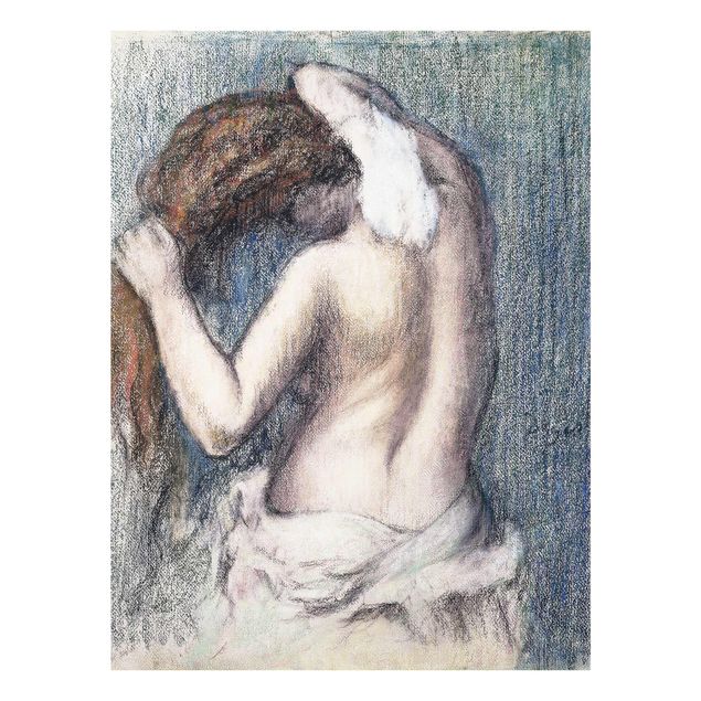 Glasbild - Kunstdruck Edgar Degas - Frau beim Abtrocknen - Impressionismus Hoch 3:4