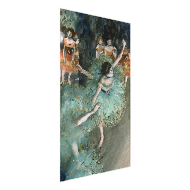 Glasbild - Kunstdruck Edgar Degas - Tänzerinnen in Grün - Impressionismus Hoch 2:3