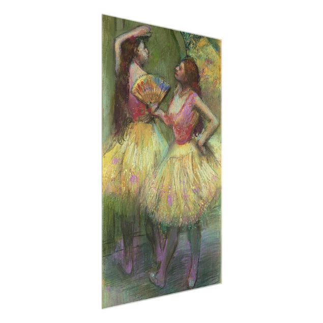 Glasbild - Kunstdruck Edgar Degas - Zwei Tänzerinnen bevor sie auf die Bühne gehen - Impressionismus Hoch 2:3