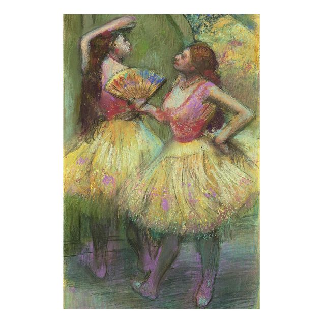 Glasbild - Kunstdruck Edgar Degas - Zwei Tänzerinnen bevor sie auf die Bühne gehen - Impressionismus Hoch 2:3