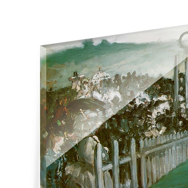 Glasbild - Kunstdruck Edouard Manet - Pferderennen in Longchamps - Panorama Quer