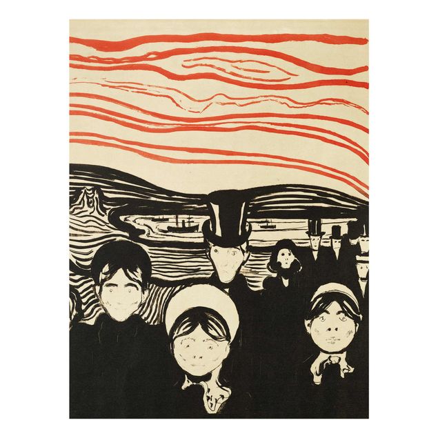 Glasbild - Kunstdruck Edvard Munch - Angstgefühl - Expressionismus Hoch 3:4