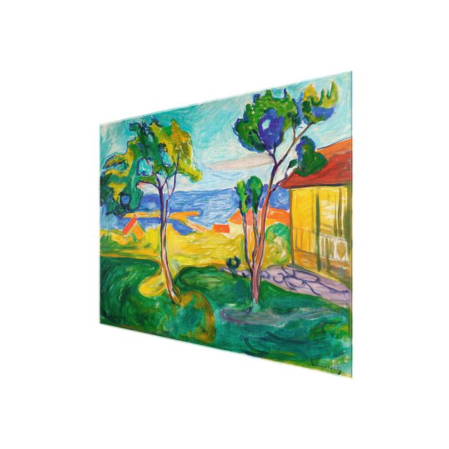 Glasbild - Kunstdruck Edvard Munch - Der Garten in Åsgårdstrand - Expressionismus Quer 4:3