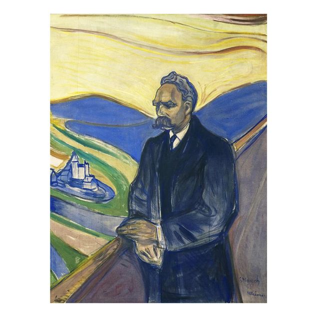 Glasbild - Kunstdruck Edvard Munch - Porträt von Friedrich Nietzsche - Expressionismus Hoch 3:4