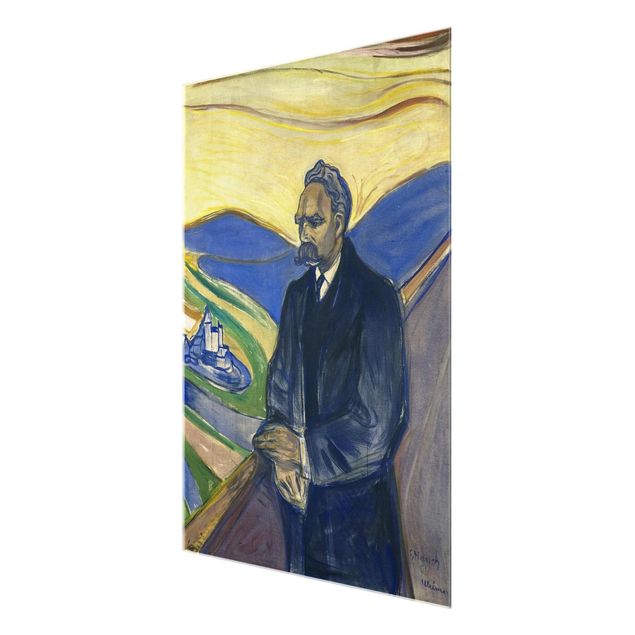 Glasbild - Kunstdruck Edvard Munch - Porträt von Friedrich Nietzsche - Expressionismus Hoch 3:4