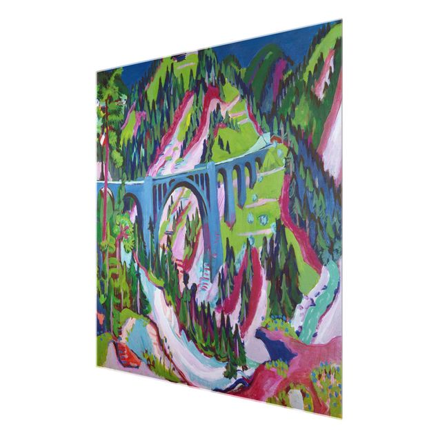 Glasbild - Kunstdruck Ernst Ludwig Kirchner - Brücke bei Wiesen - Quadrat 1:1