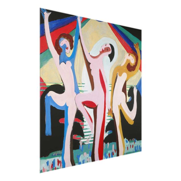 Glasbild - Kunstdruck Ernst Ludwig Kirchner - Farbentanz - Quadrat 1:1