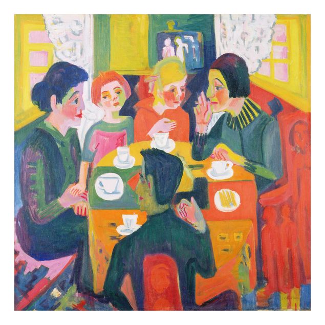 Glasbild - Kunstdruck Ernst Ludwig Kirchner - Kaffeetisch - Quadrat 1:1