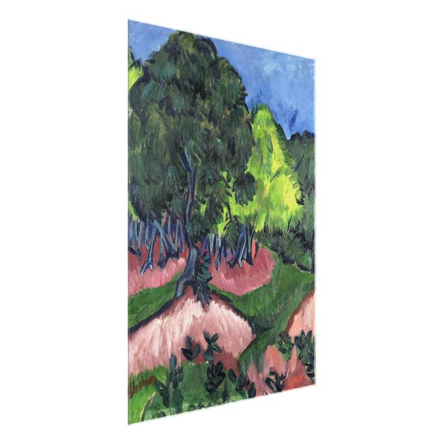 Glasbild - Kunstdruck Ernst Ludwig Kirchner - Landschaft mit Kastanienbaum - Hoch 3:4