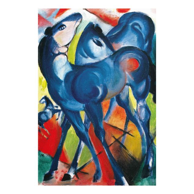 Glasbild - Kunstdruck Franz Marc - Die Blauen Fohlen - Expressionismus Hoch 2:3