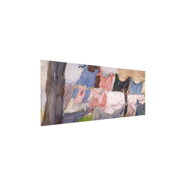 Glasbild - Kunstdruck Franz Marc - Flatternde Wäsche im Wind - Expressionismus Panorama Quer