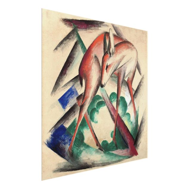 Glasbild - Kunstdruck Franz Marc - Reh - Expressionismus Quadrat 1:1