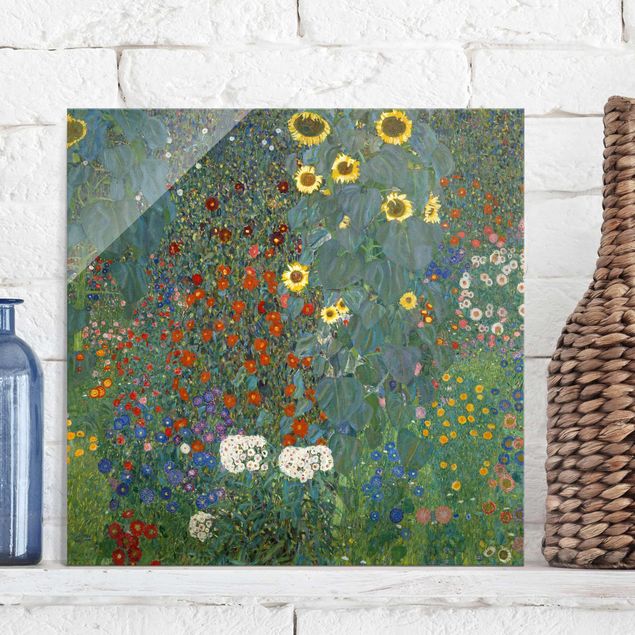 Magnettafel Glas Gustav Klimt - Garten Sonnenblumen